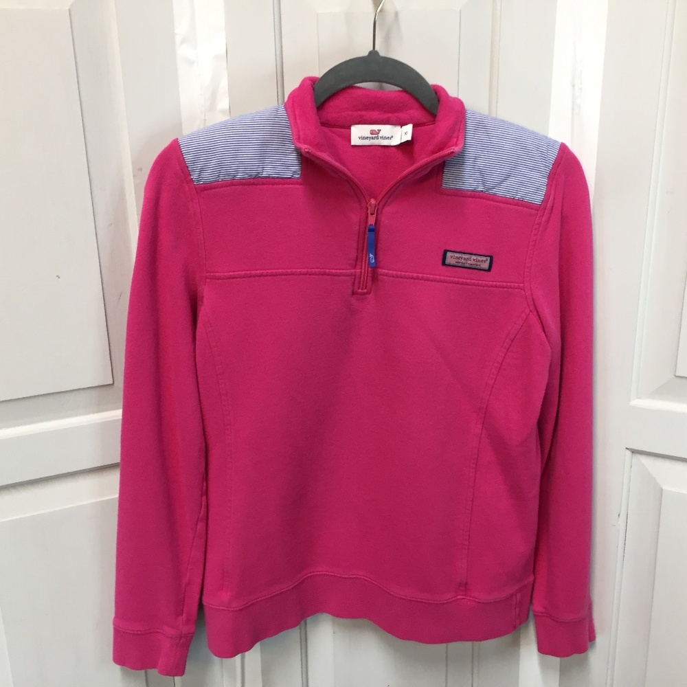 Vineyard Vines Pink Shep Pullover Top w/ Striped Detail